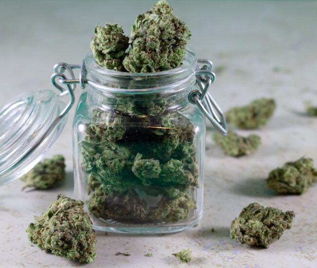 a jar with weed